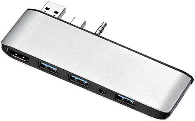 Alt view image 2 of 5 - 7 in 1 Dock Station Hub USB 3.0 Mini DP 3.5mm Audio to HDMI 4K /TF Card Reader Audio Adapter for Microsoft Surface Laptop 1 2