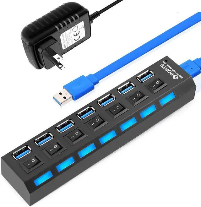 Main image of 3.0 HUB 2.0 HUB Multi Splitter 4/7 Port Expander Multiple 3 Hab Use Power Adapter 3.0 Hub with Switch For PC