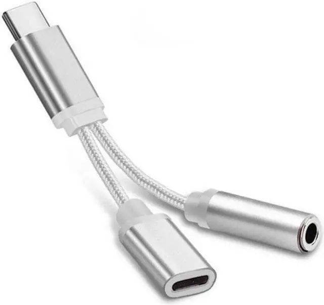 Alt view image 5 of 5 - 1pcs 2 In1 Braided USB TypeC To 3.5mm Charging USB C Headphone Aux Audio Cable Adapter Splitter Headphone Jack For Mole Phone