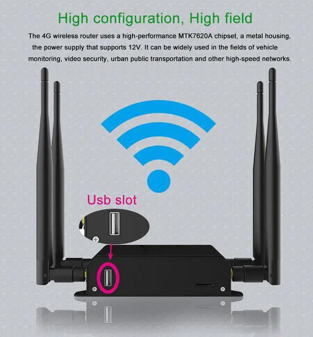 Alt view image 3 of 5 - 300Mbps router 4G LTE CAT6 wireless WiFi router Industrial 4G LTE router with Sim card slot WAN / LAM port Share 32 users