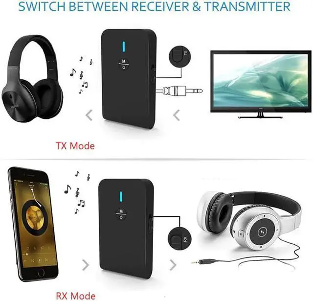 Alt view image 2 of 5 - Wireless Bluetooth 5.0 Adaptr 2 In 1 Receiver Audio Transmitter Close To APTX Low Latency For Mp3 Stereo Music 3.5mm AUX