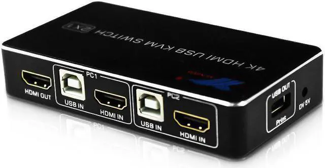 Main image of 4kx2k 60HZ 2.0 KVM Switch 2 Port 2 In 1 Out USB Printer Sharing Free Drive Mouse & Keyboard Display