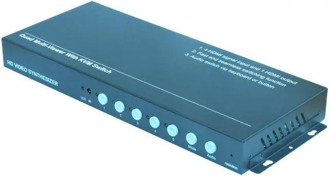 Alt view image 2 of 5 - quad multi-viewer,video fast seamless switcher,audio switcher,KVM switch,USB KVM switch via mouse and keyboard