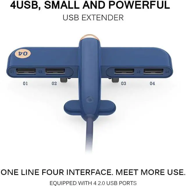 Alt view image 2 of 5 - 4 Ports USB 2.0 HUB Usb Hub 3.0 Portable Hub Usb Aircraft Shape USB Splitter External Multi Ports USB HUB For