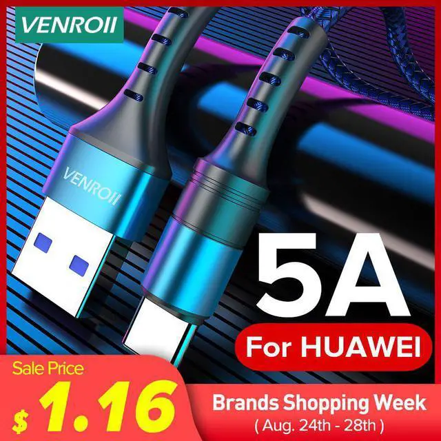 Main image of Cable USB Type C 5A Supercharge for  Mate 20 P30 P20 Pro Fast Charging Phone Cord for  20 10 8 V10 USBC Cabo