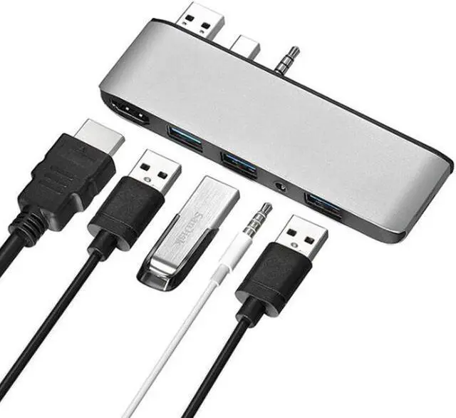 Main image of 7 in 1 Dock Station Hub USB 3.0 Mini DP 3.5mm Audio to HDMI 4K /TF Card Reader Audio Adapter for Microsoft Surface Laptop 1 2