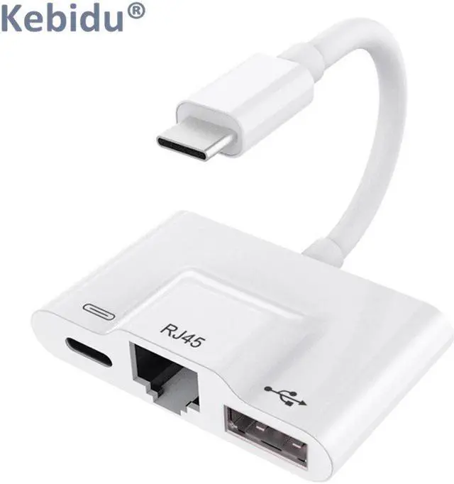 Main image of USB-C Ethernet OTG Adapter Type C to RJ45 Port USB 3.0 Adapter USB-C Splitter Hub for P20