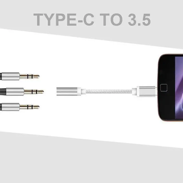 Alt view image 3 of 5 - 1PC USB Type C To 3.5mm Earphone Headphone Cable Adapter Conversion Line for  Type C for Letv  Smartphone Accessory