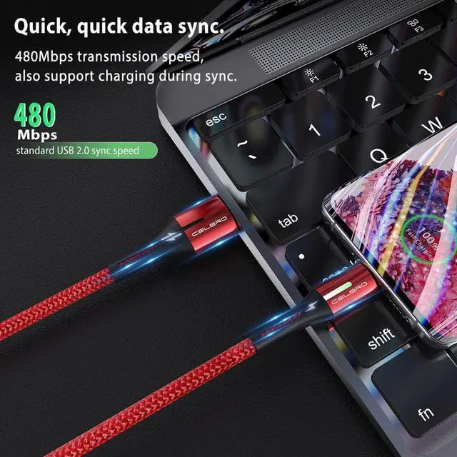 Alt view image 3 of 5 - 2m/1m/0.5m 3A Micro USB Type C Cable Fast Charging for  Galaxy S20 S10 Note10 Plus  Mi 10 9 Pro LED Tipo C USB Cabo