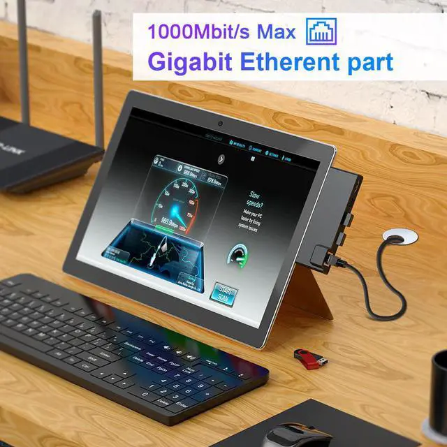 Alt view image 5 of 5 - usb 3.0 HUB card reader 4K 1000Mbps Gigat Ethernet PD Type c adapter SD/TF micro SD for Microsoft Surface Pro 7