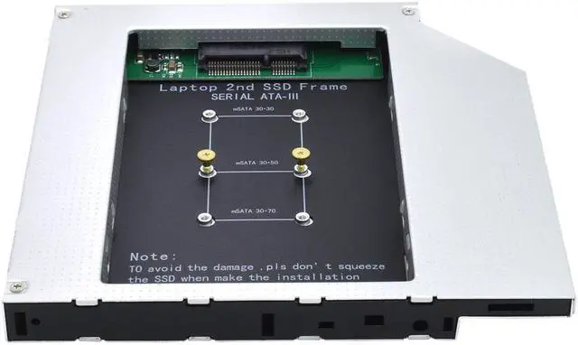 Alt view image 3 of 5 - 12.7mm Caddy MSATA 2nd HDD SSD Hard Drive Disk to SATA 3 Enclosure Adapter For Laptop DVD-ROM Optibay Aluminium Case Box