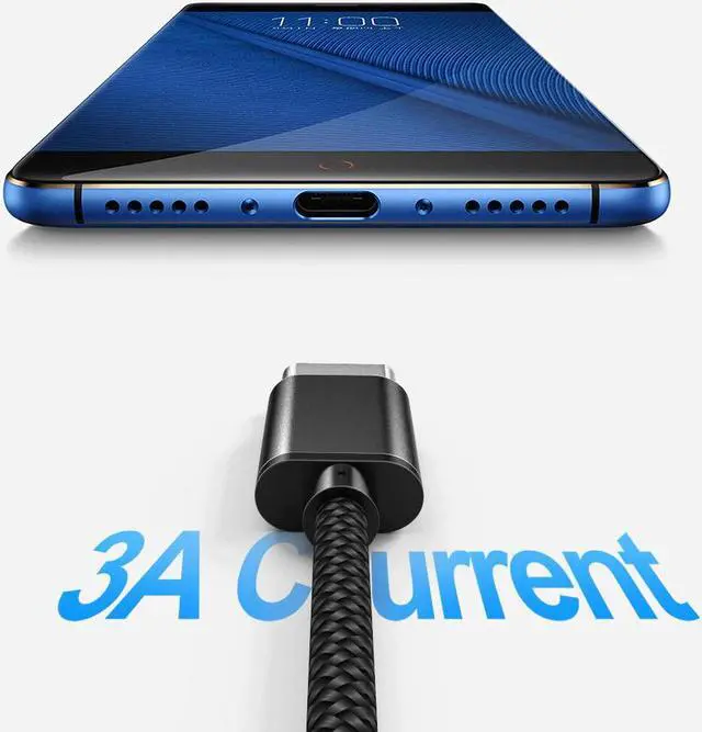 Alt view image 2 of 5 - 10ft USB-C Type Cable PD 3A 60W Quick Charge USB Type C Cord USB-C Charger 5GB  for  Galaxy S20 Redmi Note8 Mac