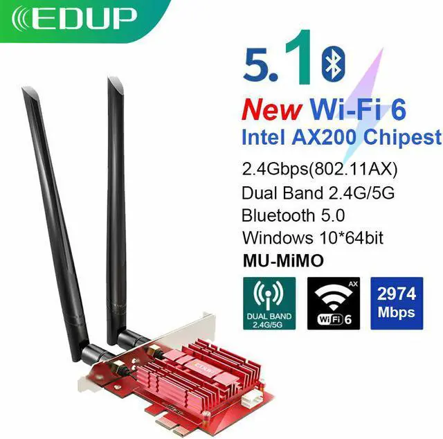 Main image of EP-9636GS 3000M Dual Band 802.11AX Wifi 6 AX200 PCI-e PCI Express Network Card Bluetooth 5.1 PCI Wifi Adapter for Windows
