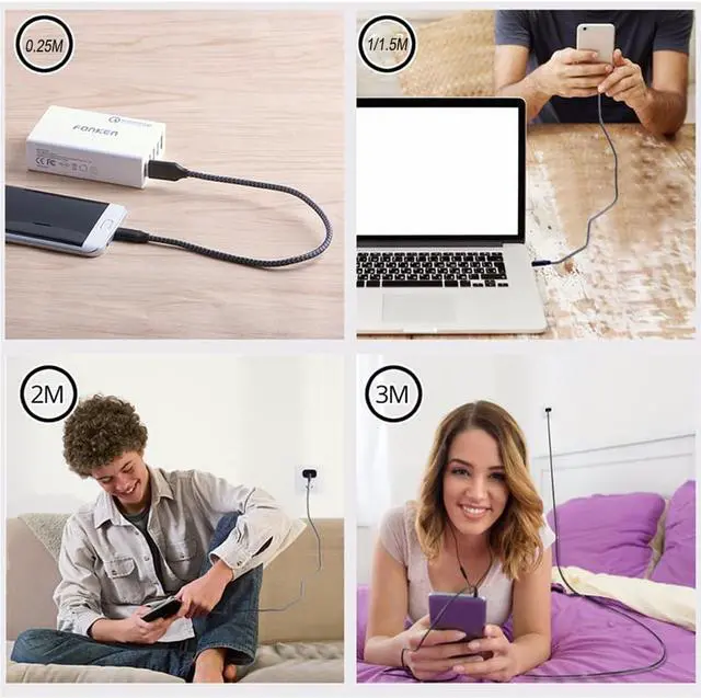 Alt view image 5 of 5 - Type C Charger Cable  2m  3.1 Cable for  Mi A3 A2 Mix 3  Mate p30  C Cavo  Cord Typec c Cabos