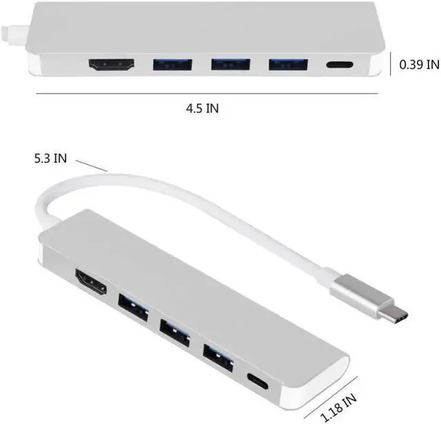 Alt view image 4 of 5 - Male to USB 3.0 4K HD HDMI Hub 5Gbp/s High Speed Connector for