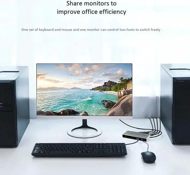 Alt view image 4 of 5 - KVM Switch 4K/60Hz , Dual-Port DP 1.2 KVM Switcher 2 in 4 Out for Sharing Printer Keyboard Mouse (EU Plug)