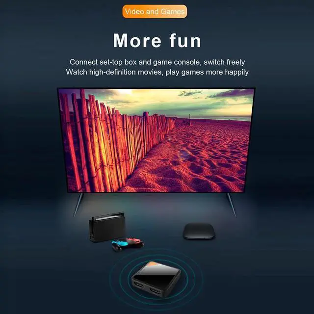 Alt view image 4 of 5 - Switch 4K Audio Video 1x2/2x1 Adapter Splitter Box for Computer PC Gamepad HDTV Switch