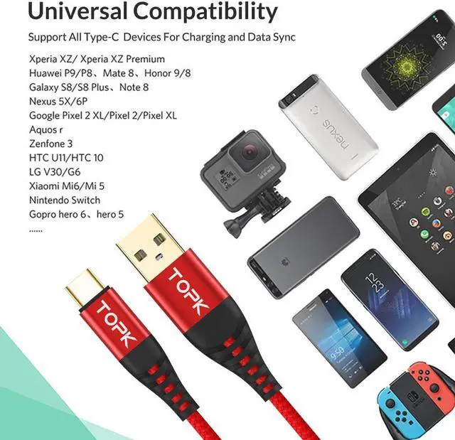 Alt view image 3 of 5 - AN42 3A Quick Charge 3.0 USB Type C Cable for Xiaom Redmi Note 7 Fast Charging Type-C Cable for  S9 S10 Plus USB C