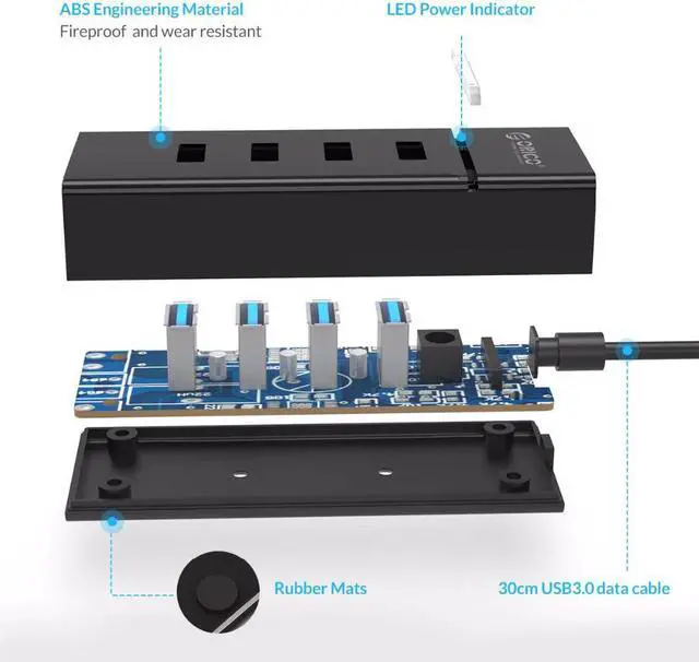 Alt view image 3 of 5 - USB HUB Multi USB 3.0 HUB High Speed 5Gbps 4 Ports Splitter 30cm Micro Cable Multiple USB Port Expander for PC Computer