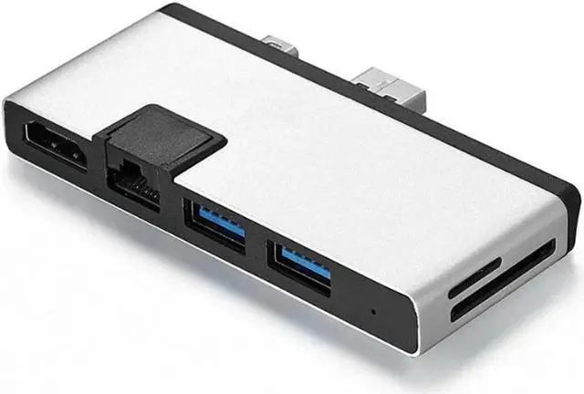 Alt view image 2 of 5 - 6 in 1 Mini DP USB 3.0 Dock Station 4K  100M RJ45 Lan Ethernet SD/TF Momery Card Reader Hub for Microsoft Surface Pro 6 5 4