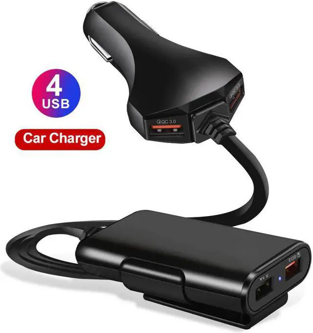 Alt view image 2 of 5 - 60W QC 3.0 4 USB Car Charger Front Back Seat Adapter Portable quick charge 3.0 Car USB Charger for iPhone Samsung Xiaomi