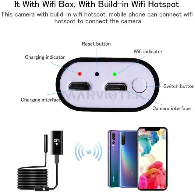 Alt view image 4 of 5 - WIFI Endoscope Camera HD Waterproof Soft Cable Inspection Camera 8mm 720P USB Endoscope Borescope IOS Endoscope For Iphone