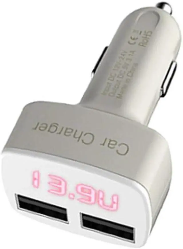 Alt view image 5 of 5 - Hot Dual USB Port Car Charger USB Charger Adapter Universal Charger with Voltage Temperature Digital LED Display Charger