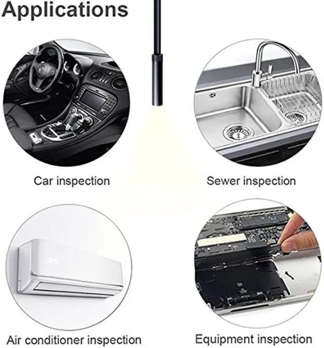 Alt view image 5 of 5 - 1200P Wifi USB Borescope IP68 Waterproof Inspection Camera with Semi-rigid Flexible Cable for Smartphone Wireless Endoscope