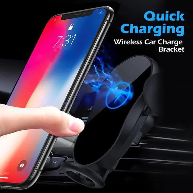 Alt view image 2 of 5 - 15W Car Qi Wireless Charger Automatic Clamping for iPhone X 8 XR 11pro xs  S10 S9 S8 Note10 8 Air Vent Mount Phone Holder