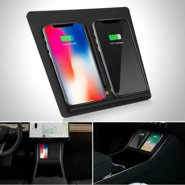 Main image of Wireless Fast Charger Car Pad Mat Dual USB Fit For Tesla Model 3 2017-2019