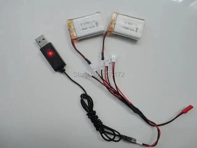 Alt view image 5 of 5 - 3.7v 650mah 20c battery+USB cable charger for drone  X5C X5 X5SC X5SW X5C-1 2.4G rc quadcopter parts Li-po battery