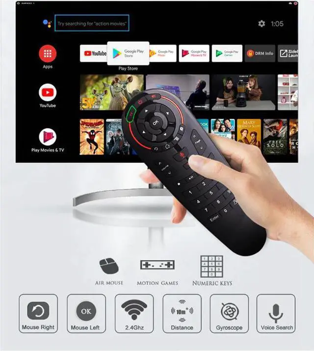 Alt view image 4 of 5 - Voice Remote control 2.4G Wireless Air Mouse IR learning Gyro Sensing Smart remote control for google Android TV BOX Game
