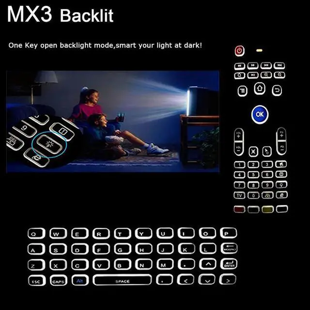 Alt view image 2 of 5 - Backlit Air Mouse Russian English 5 IR Learning keys for Android Smart TV Box pc 2.4G RF Wireless Keyboard PK G30s Remote
