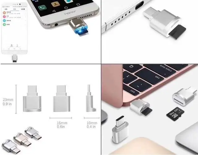 Alt view image 3 of 5 - Alloy USB 3.1 type-c Micro SD TF Card Reader OTG Adapter for Android Phones