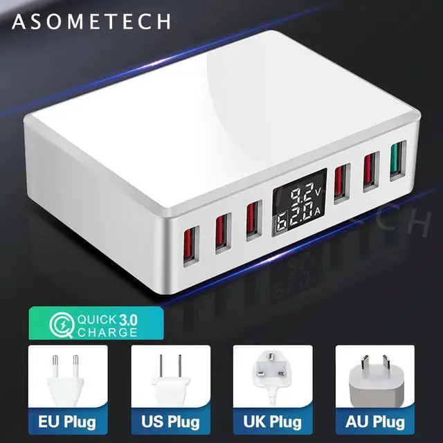 Main image of 6 Ports Quick Charge 3.0 USB Charger Adapter Digital Display USB Charger Fast Phone Charger For iPhone samsung S10 xiaomi huawei