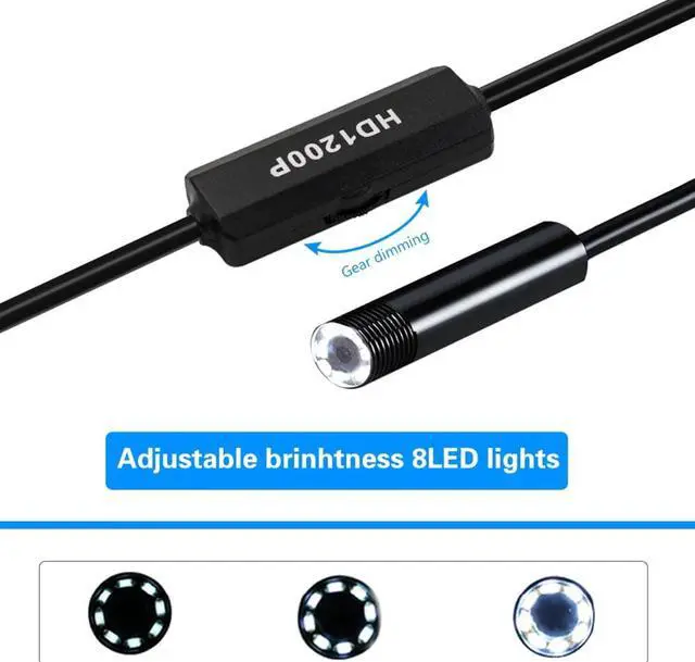 Alt view image 2 of 5 - Endoscope Camera Mini Waterproof Soft Cable Inspection Camera 8mm 1M USB Endoscope Borescope IOS Endoscope For Iphone