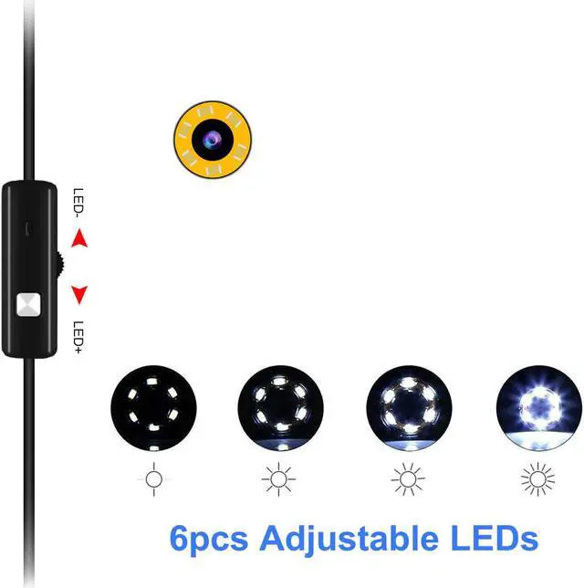 Alt view image 4 of 5 - 1/1.5/2M Endoscope Camera USB Waterproof Inspection Endoscope 7mm 5.5mm Soft Cable Camera HD endoskop with 6 LEDs for Android PC