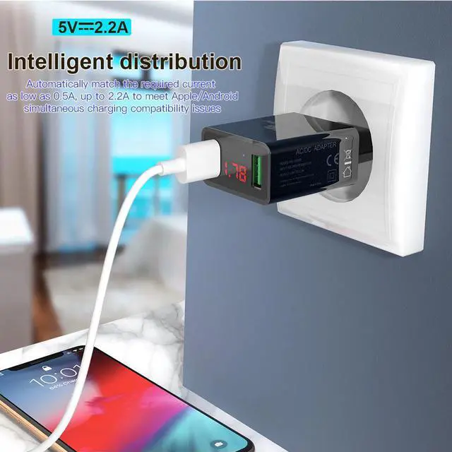 Alt view image 5 of 5 - LED Display USB Charger for iPhone 11 iPad Plug Fast Wall Charger for Samsung Xiaomi Huawei Mobile Phone adapter Charger