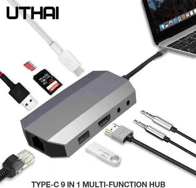 Main image of J10 Type-C 9in1 HUB Multi USB3.0 Adapter Dock for MacBook Pro Accessories Type-c 3.1 Splitter 3Port USB C Card Reader