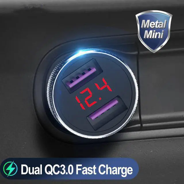 Alt view image 4 of 5 - 36W Metal Dual QC 3.0 LED Display Car Phone Charger Quick Charge 4.0 Usb Charger For iPhone Samsung Xiaomi Oneplus Adapter