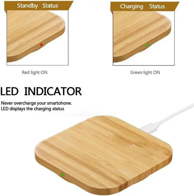 Alt view image 4 of 5 - Charger Charging Slim Wood Pad For iPhone 11 8 8Plus X Smart Phone Fast Charger for   S9 S8 S10 Plus