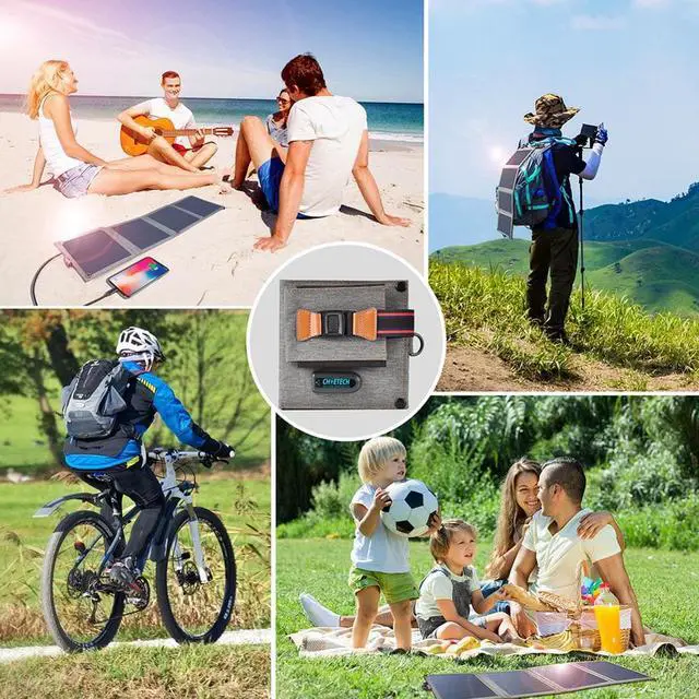 Alt view image 5 of 5 - Solar Charger 14W USB Foldable Phone Travel Charger With SunPower Solar Panel Waterproof For iPhone X/8/7/6s/Plus