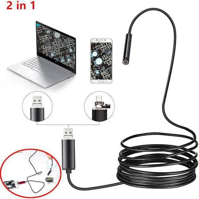 Alt view image 6 of 7 - 7mm Endoscope Camera 2 in 1 Micro USB Mini Camcorders Flexible IP67 Waterproof 6 LED Borescope Inspection Camera Android Loptop