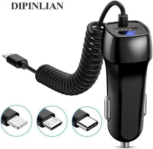 Main image of 5v 2a Car Fast Charger With Cable Mobile Phone Car CellPhone Charger For iPhone 6 6s 8 X XR  S9 S8