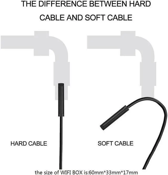 Alt view image 2 of 5 - 1/2/5M WIFI Endoscope Camera HD 1200P 8mm 8 LED Mini Waterproof Hard Cable Inspection Camera Borescope for Iphone PC IOS
