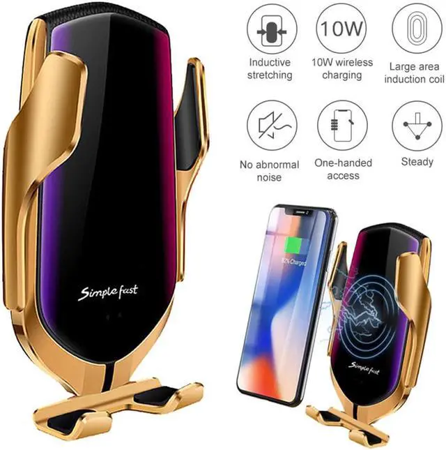 Alt view image 2 of 5 - Automatic Clamping 10W Car Wireless Charger for iPhone XS 11 Pro Samsung Xiaomi Infrared Sensor Car Phone Holder Charger