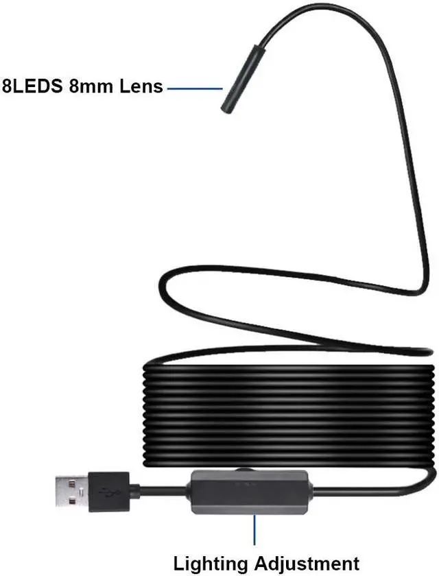 Alt view image 4 of 5 - Endoscope Camera 1200P HD 8mm Mini Waterproof Soft Cable Inspection Camera USB Wireless Borescope IOS Android Endoscope