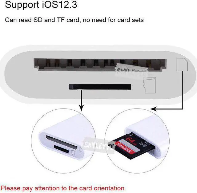 Alt view image 3 of 5 - SD TF Card Reader OTG Lightning SLR Kit No APP Need Data Connect Cable 2 in 1 Card Reader for iPhone iPad iOS9.2-12