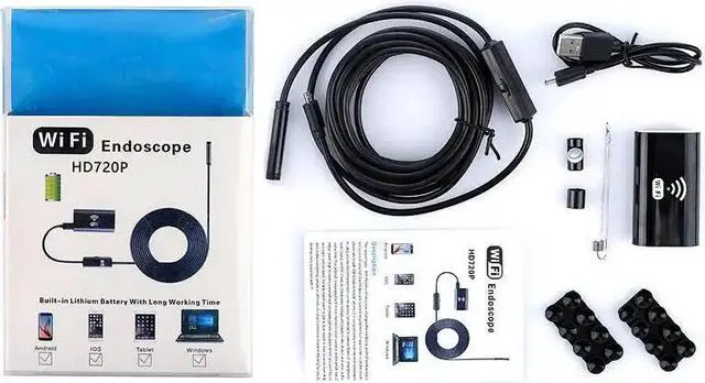 Alt view image 4 of 5 - 1/2/5M WIFI Endoscope Camera HD 1200P 8mm 8 LED Mini Waterproof Hard Cable Inspection Camera Borescope for Iphone PC IOS