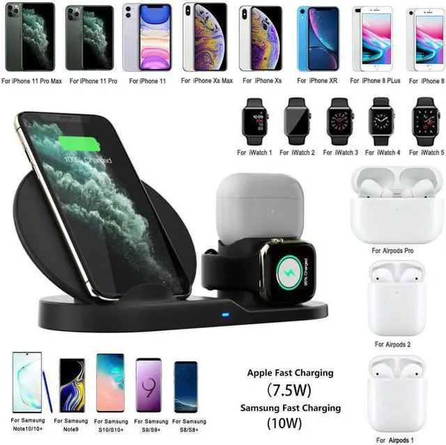 Alt view image 2 of 5 - 2020 New Qi Wireless Charger Fast Charging for iPhone Xs Max X 8 Plus Fast Charging Pad for Samsung Note 9 S10 Plus charger